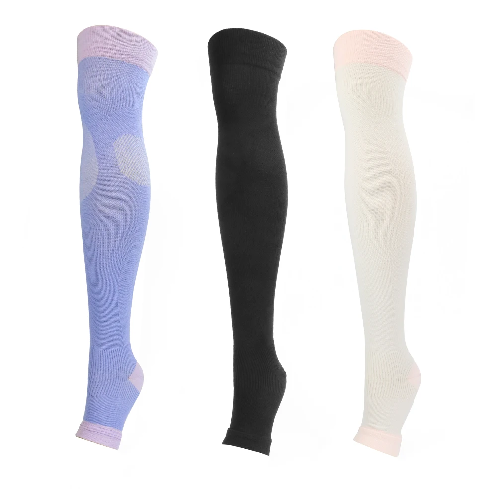 
VCANFASHION customize logo quick dry plain color purple combed cotton daily life open toe compression women socks 