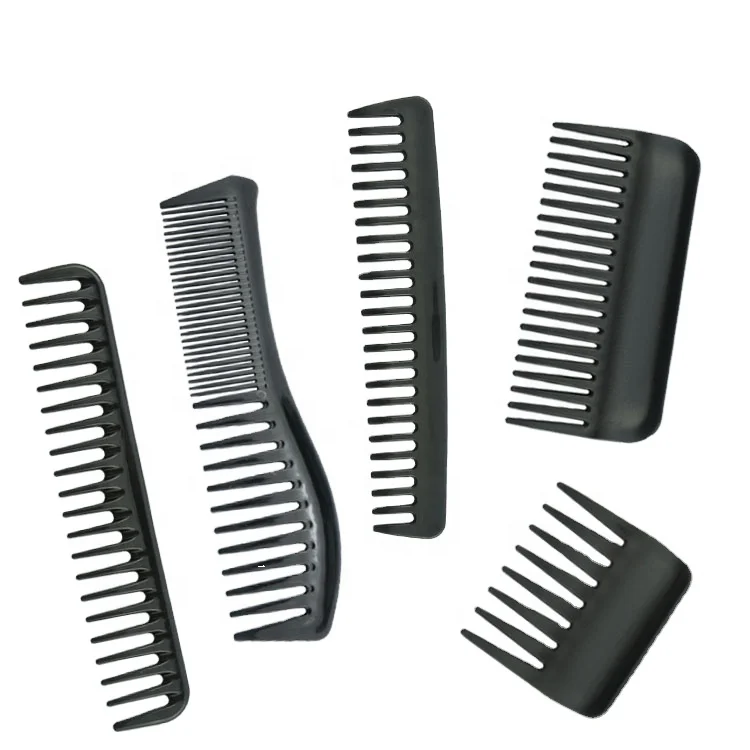 Wholesale Cheap Low MOQ Big Small Custom PP Salon Styling Personalize Scalp Hair Comb Plastic Black Wide Tooth Comb With Logo
