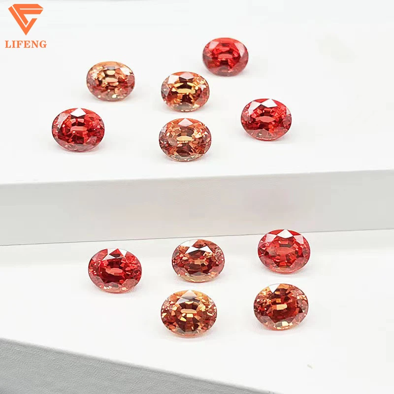 Factory Direct Selling Wholesale High Quality Loose Gemstone Manufacturer Synthetic Orange Corundum Gems Oval Padparadsha #55