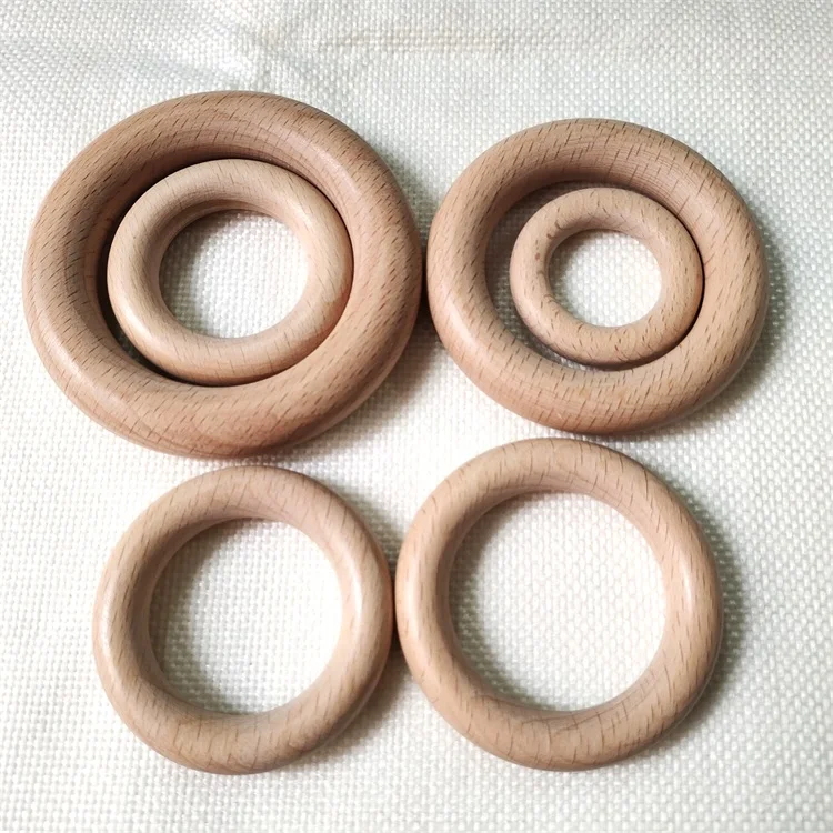 25-120mm Beech Wood  Ring Natural Round Wooden Baby Teething Ring Wood Circle  DIY Necklace Ring