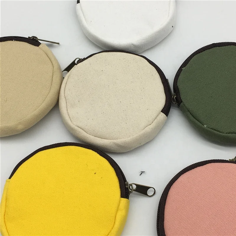 
In Stock Small Round Shape Canvas Coin Pouch 