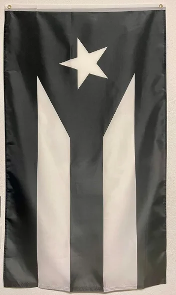 Дешевый 100% полиэстер белый и черный 3ft x 5ft Puerto Rico флаг с холщовой головкой двойными стежками