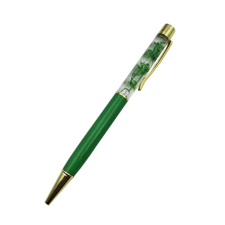 2019 Hot Sale Cheap Metal Pen DIY Ballpoint Pens Dynamic Liquid Flower Herbarium Floating Pen