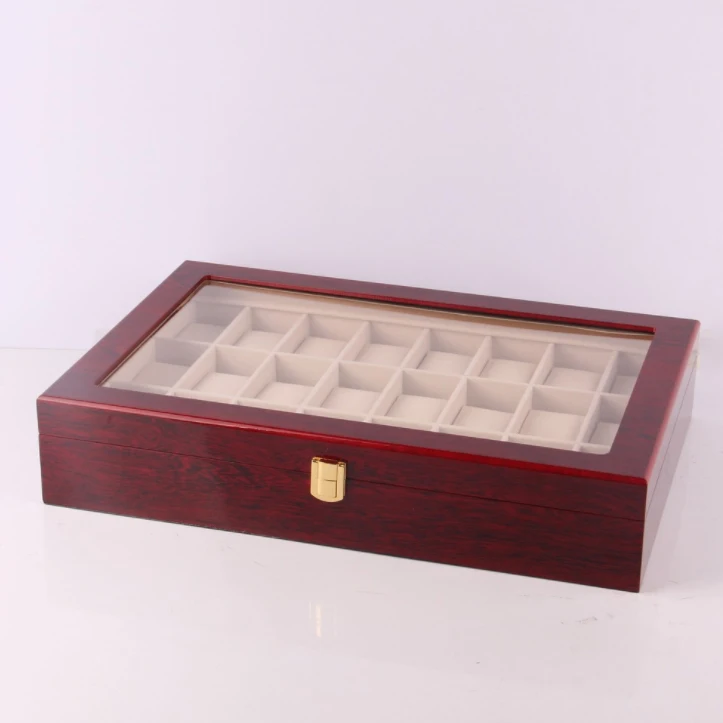 
Top grade wooden gift box empry 24 slots watch box with eva foam inlay holder 