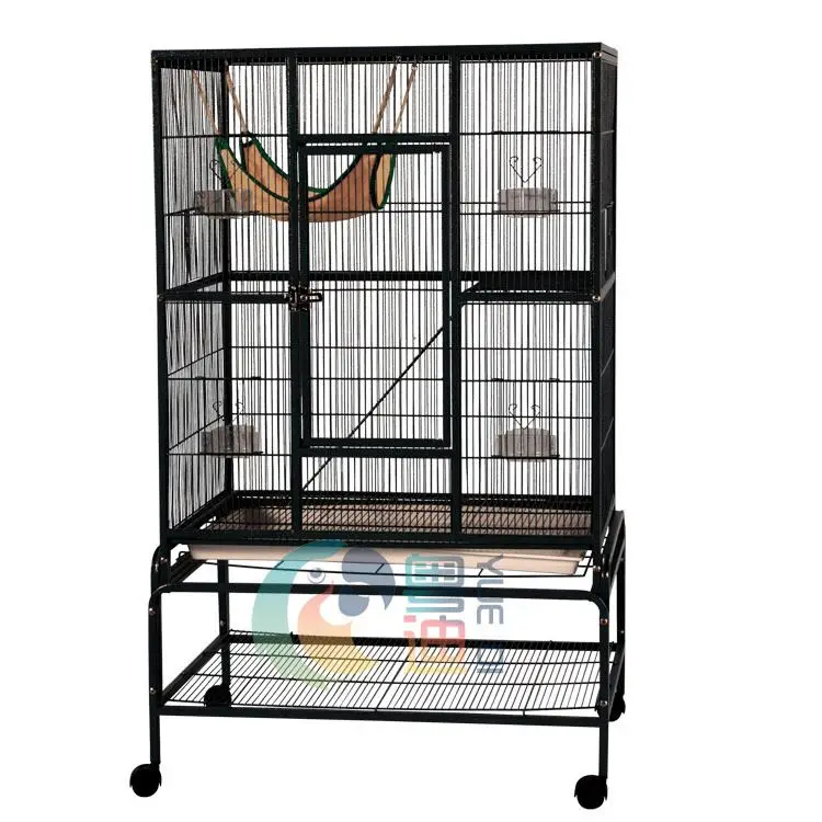 Bird Cage with Rolling Stand Storage Shelf Wood Perch and Food Container Gaosheng Iron Pet Cages, Carriers & Houses Bird Living
