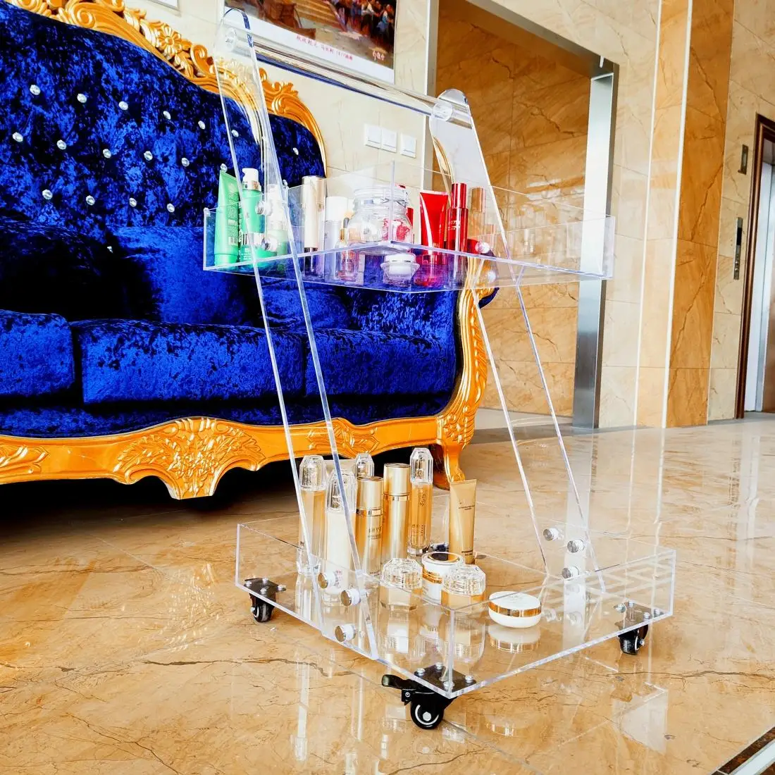 Заводская Прозрачный 3-х уровневая Lucite Rolling тележка для напитков акриловый барный на колесах Napoleon