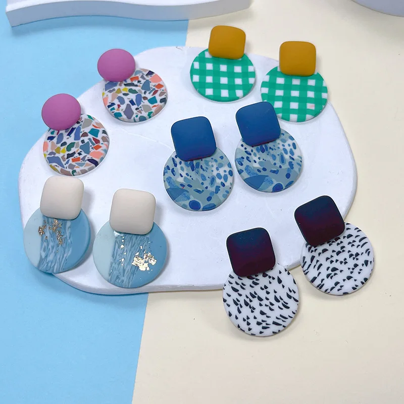 Boho Handmade Polymer Clay Drop Earrings for Women Fashion Jewelry Earrings Statement Earrings Pendant Jewelry