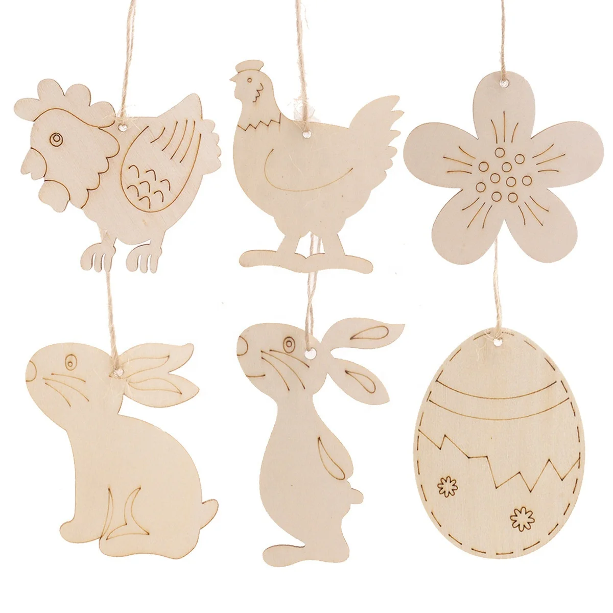 Wooden Diy Craft Easter Pendant Wood