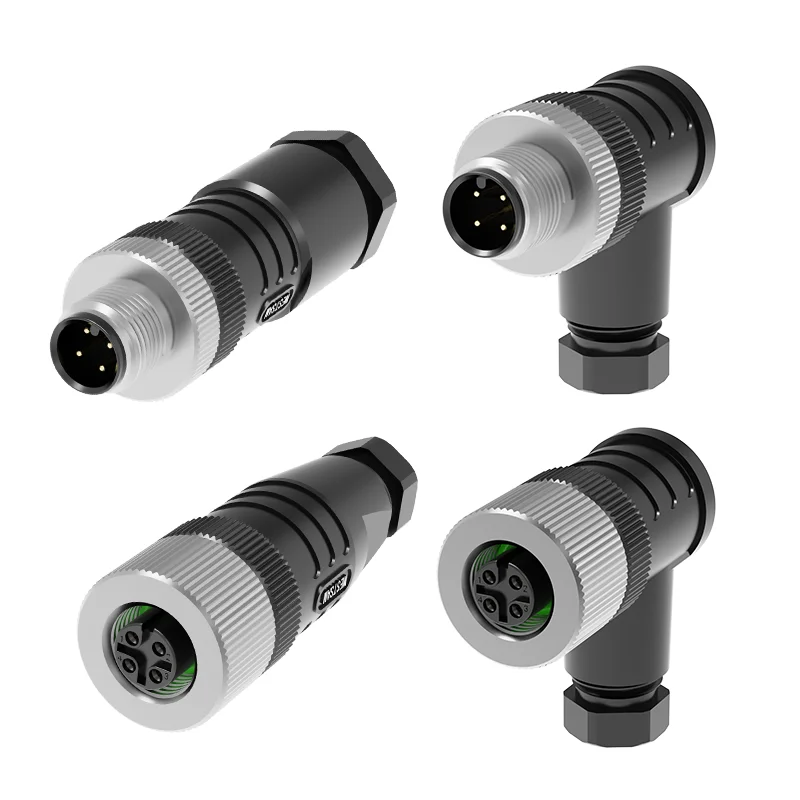 M12 Male Female Plug Connector A B D code 4 5 8 Pin PG7 PG9 PG11 Metal Plastic Screw Field Assembly IP67 IP68 Waterproof Sensor