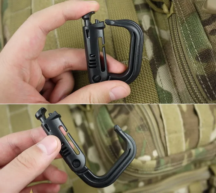 Tactical Molle Plastic Hook Carabiner Outdoor Hiking D-ring Quick Release Buckle Backpack Hooks Snap Clip Keychain