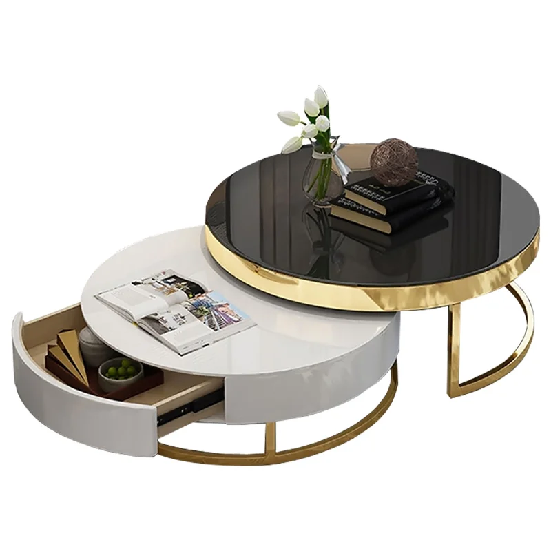 Modern Living room Furniture Center Table Round tea Table  With Storage drawer on sale coffee Tables set