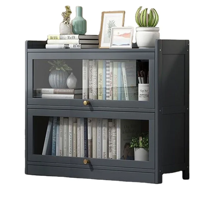 Modern Bookshelves Cabinet Storage Wooden Office Living Room Furniture Modern Wood Rack Bookshelf With Glass Door
