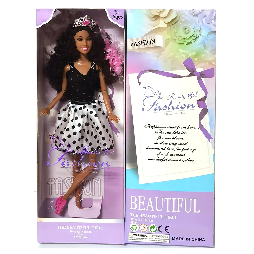 11.5 Inch 11 Joints Solid American African Black Skin Doll Girl Gift Realistic Reborn Dolls Princess Girl