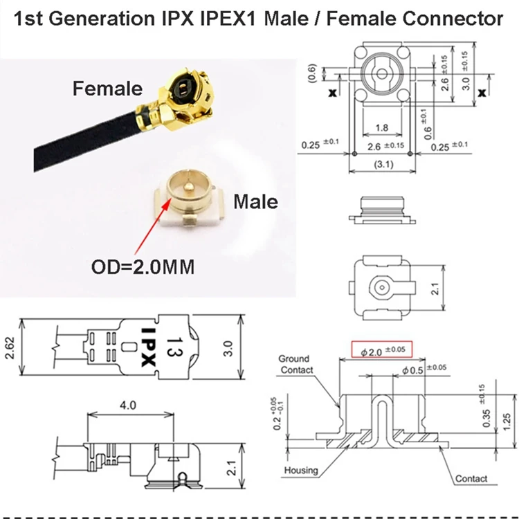 IPEX Cable Male Plug IPEX1 to IPEX4 MHF4 u.fl IPX Female Jack Connector RF 0.81 Coaxial Cable Jumper for 3G 4G Wifi 