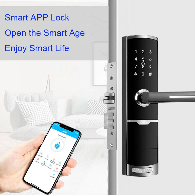 EXW Price Password Digital TT Lock APP Smart Front Door Lock with Emergency Key