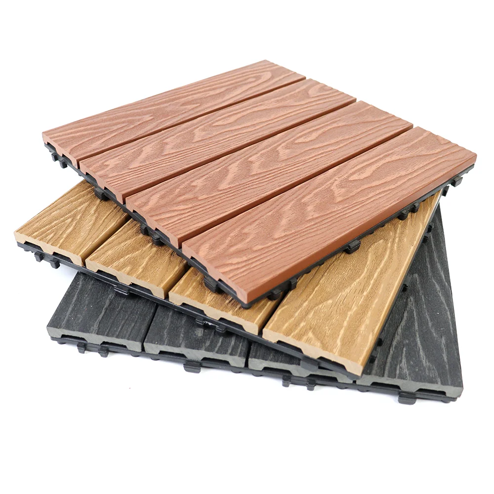 300mm*300mm Durable Garden Patio House WPC Wood Plastic Composite Flooring Outdoor Hollow Interlocking Recycled Decking Tiles