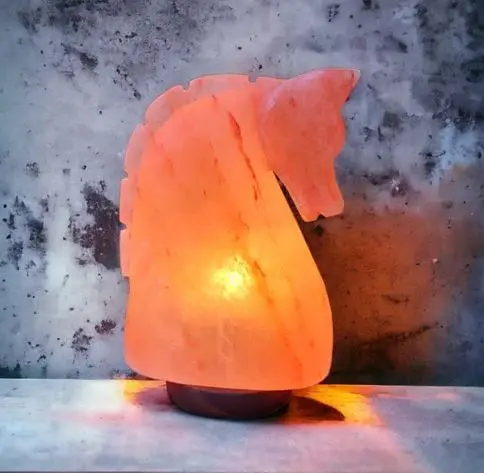 Himalayan Pink Rock Salt Night Light LED Anime Crystal Lamp (5x5x7) Natural Raw Carved Glass from Pakistan