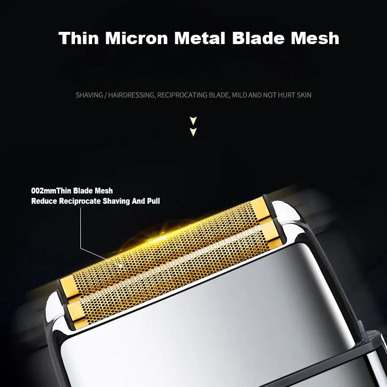 Razor Foil Shavers Men 2 in 1 Head Shavers Aluminum Foil Speed Adjustable Shaver Professional Beard Trimmer All Metal
