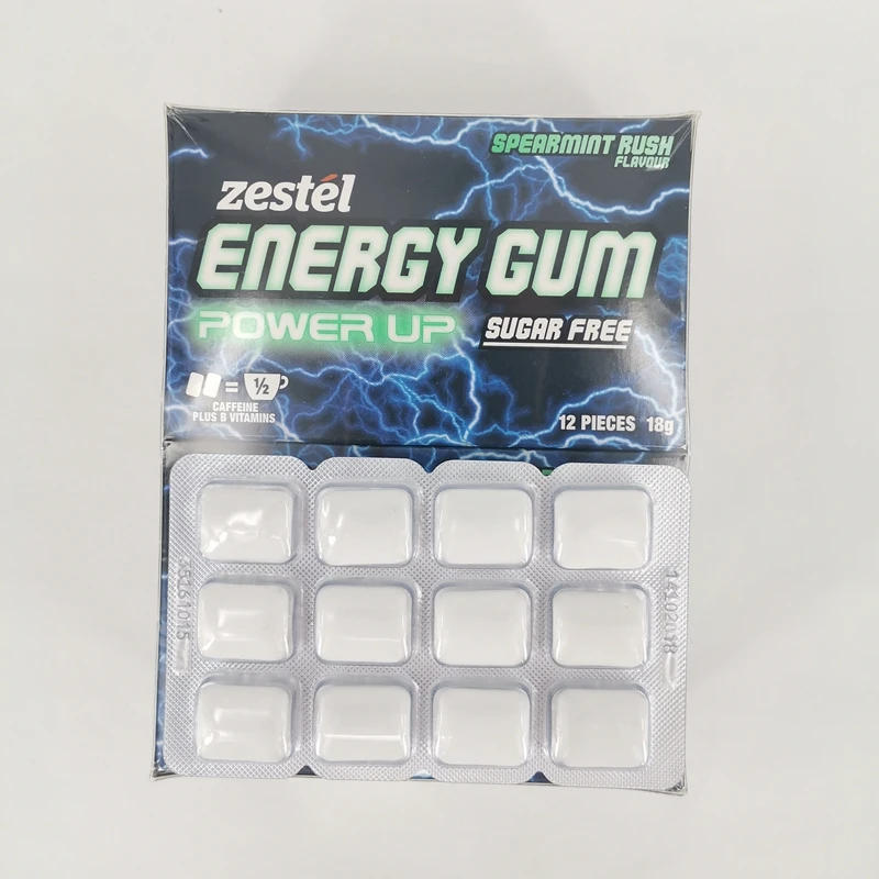 Chewing gum containing caffeine and taurine energy chewing gum energy sugar free xylitol chewing gum