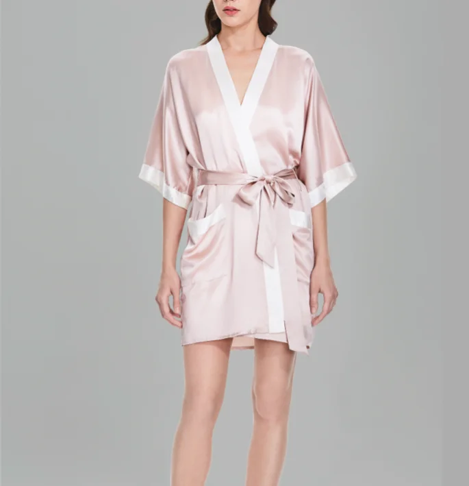 100% Pure Mulberry Silk Robe for Women Pure Color Long Kimono Bathrobes Soft Nightgown luxury bathrobe
