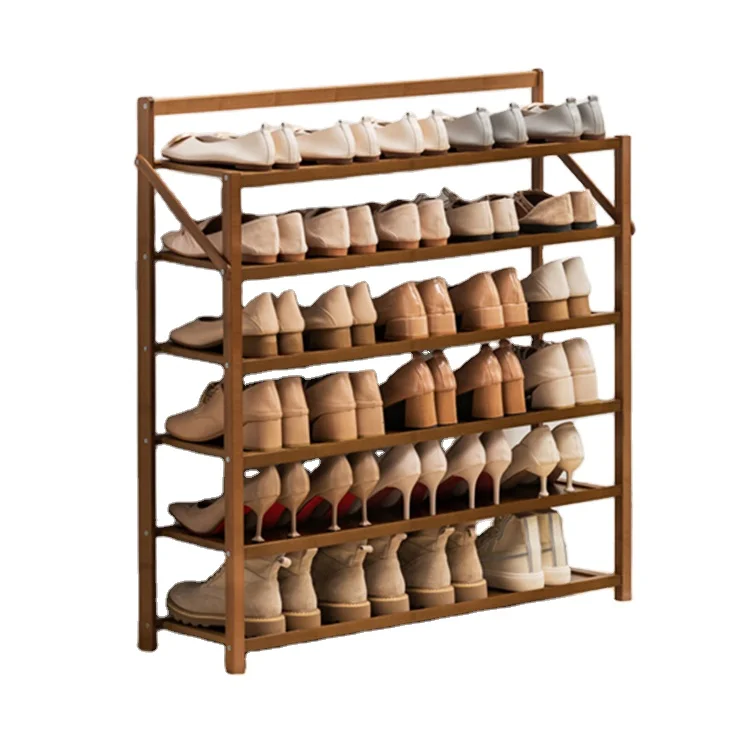 
6 Tier Cheap Morden Foldable Bamboo Standing Shoe Storage Rack For Sale 