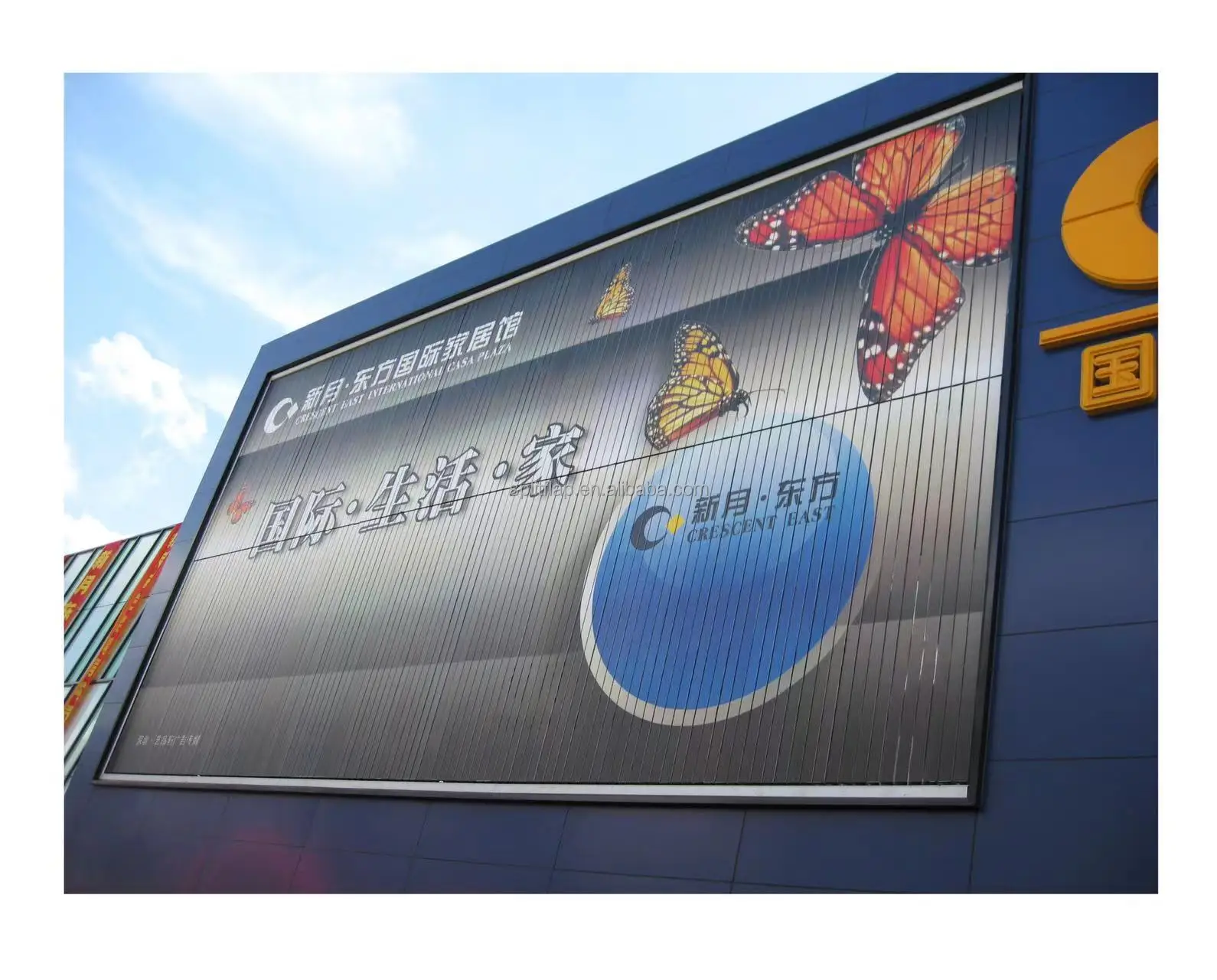Architectural advertising rotating trivision billboards