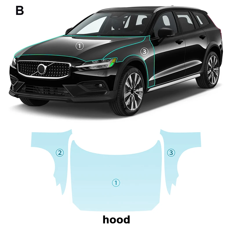 Для Volvo V60 надпись R дизайн каждая часть ТПУ PPF предварительно разрезанная автомобильная пленка против царапин самовосстанавливаемая прозрачная