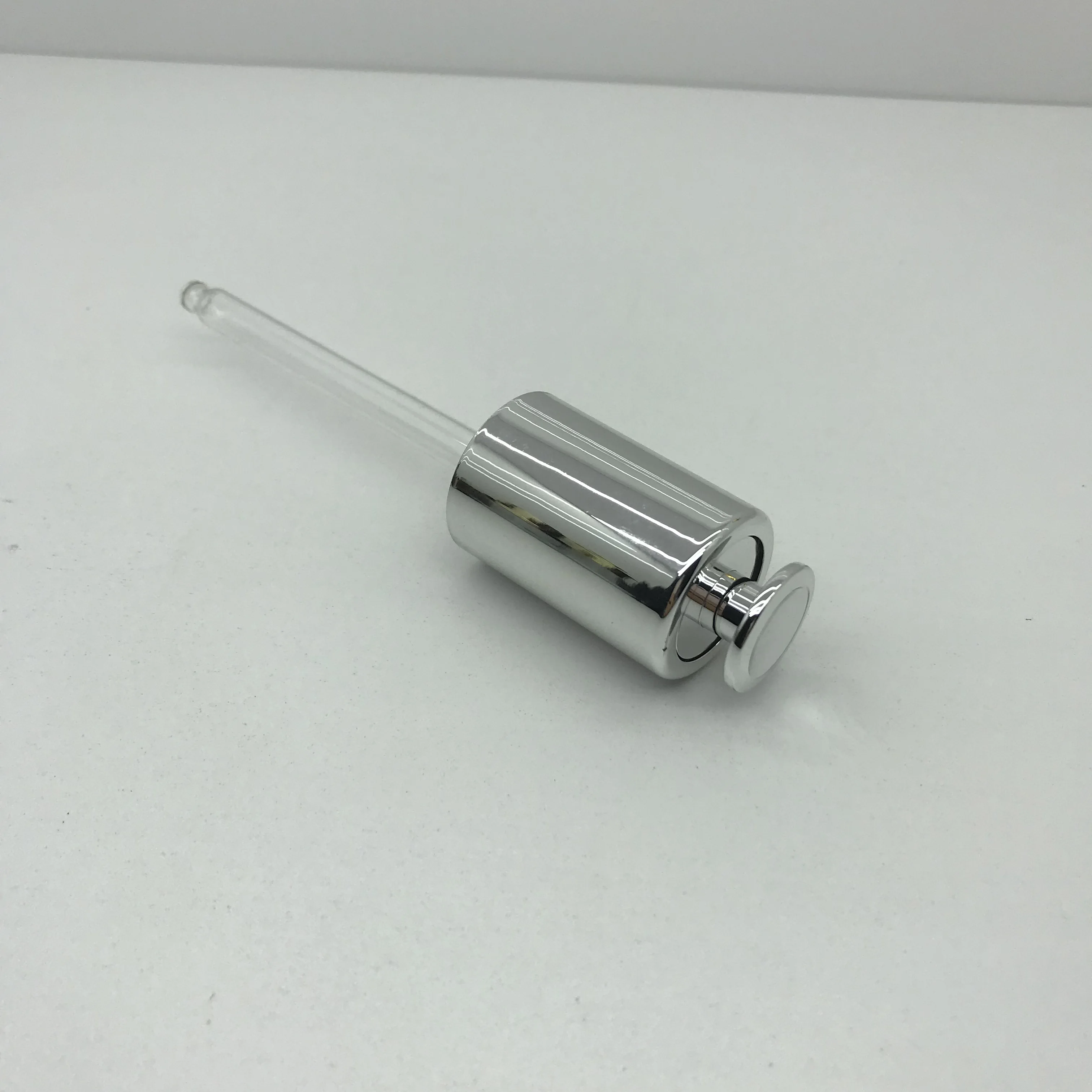 Luxury 18mm 20mm plastic push button down press dropper with glass pipette serum oil glass dropper cap