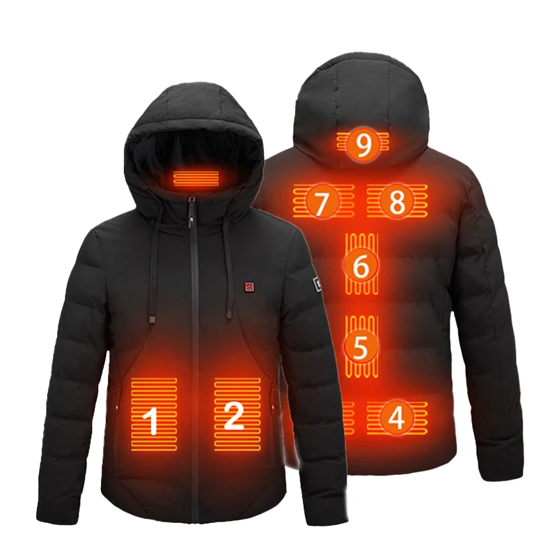 9 Zones  heating jacket Waterproof heated winter jacket Windproof heated jacket men