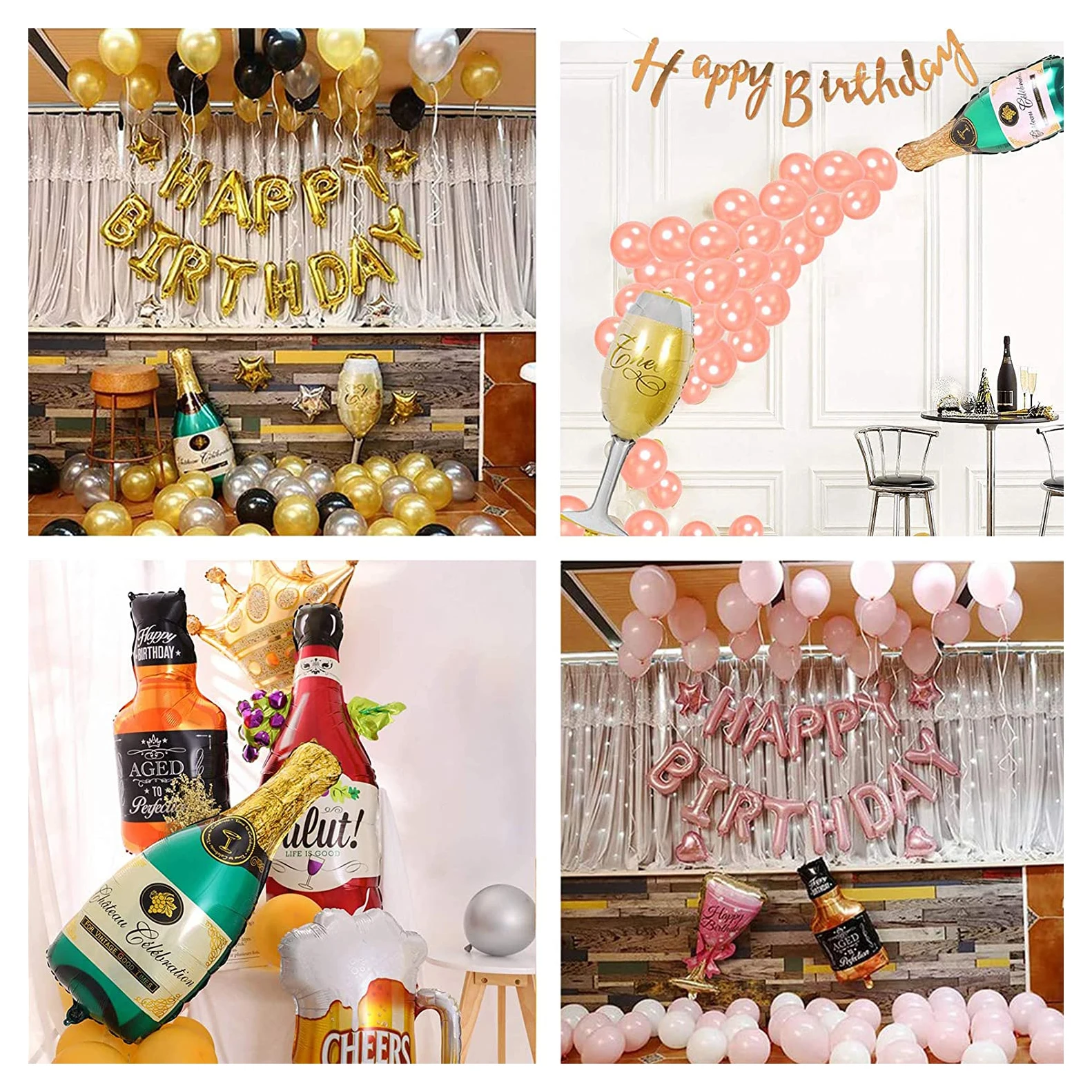 12 pieces of aluminum foil helium Mylar balloon champagne bottle goblet whiskey beer glass balloon variety of birthday wedding
