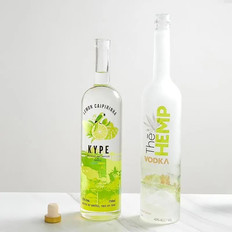 Custom long neck glass arizona liquor bottle empty glass bottle for whiskey vodka gin packaging