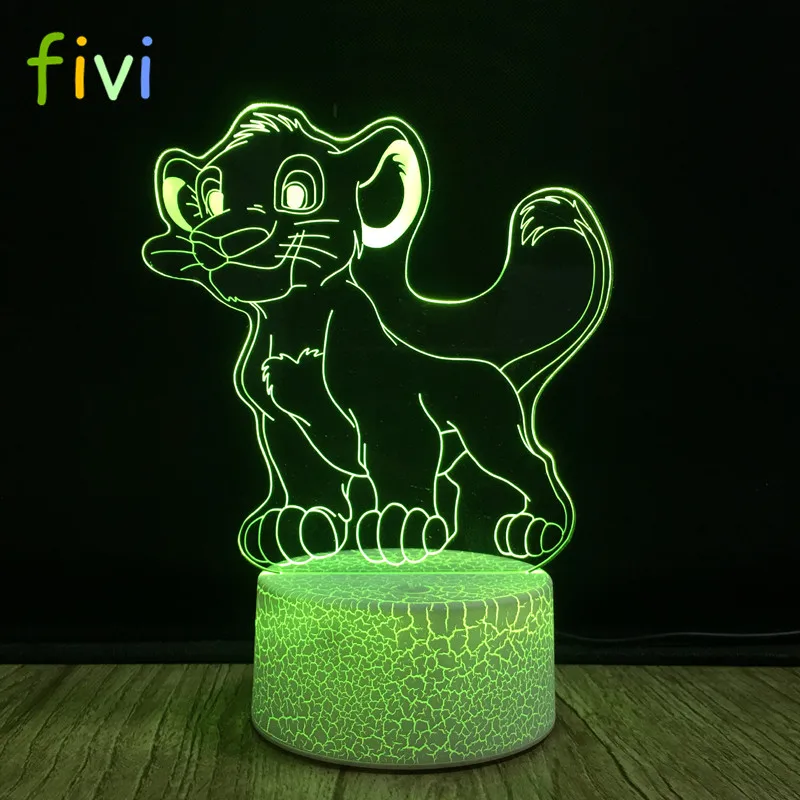 3D лампа с оптической иллюзией «Король Лев» Simba светодиодный ночник для мальчиков детские игрушки настольная детей