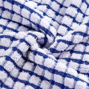 Grid pattern Cotton yarn blend dish wash rags Absorbent remove oil stains Cleaning Cloth Kitchen Towel