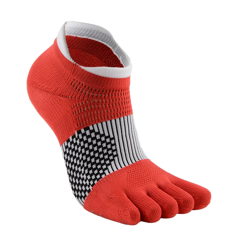 Wholesale Cotton Nylon Grip Anti-slip Custom Trampoline Running Socks Five Toe Socks