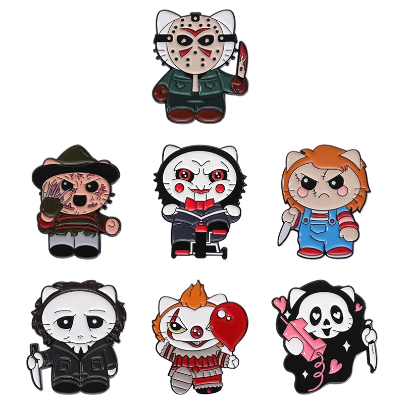 Cute But Creepy Enamel Pins Custom halloween Dagger Animals Badges Cartoon Animal Jewelry Gift for Kids Friends