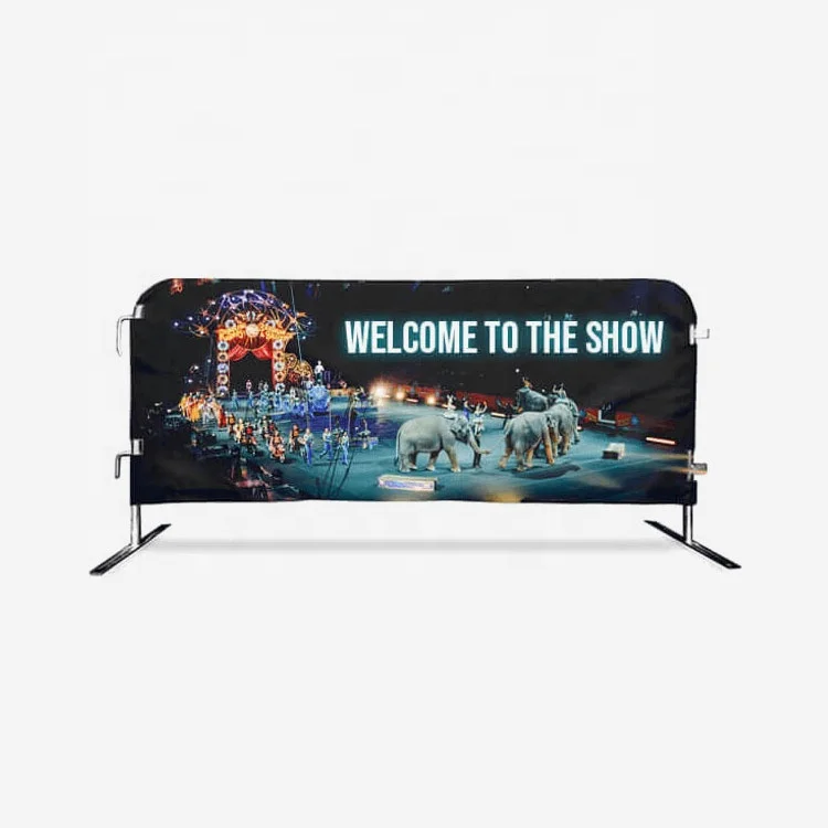 Outdoor Polyester Fence Barrier Banner For Event Road Security Crowd Control Custom Barrier Barricade Cover