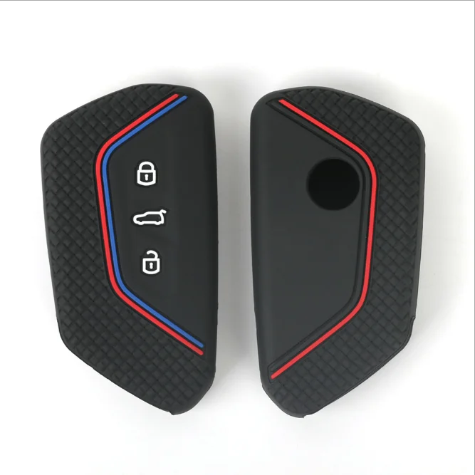  Силиконовый чехол для ключа автомобиля VW Volkswagen Golf 8 Mk8 2020 Skoda 3 кнопки смарт-Брелок дистанционного управления без держатель