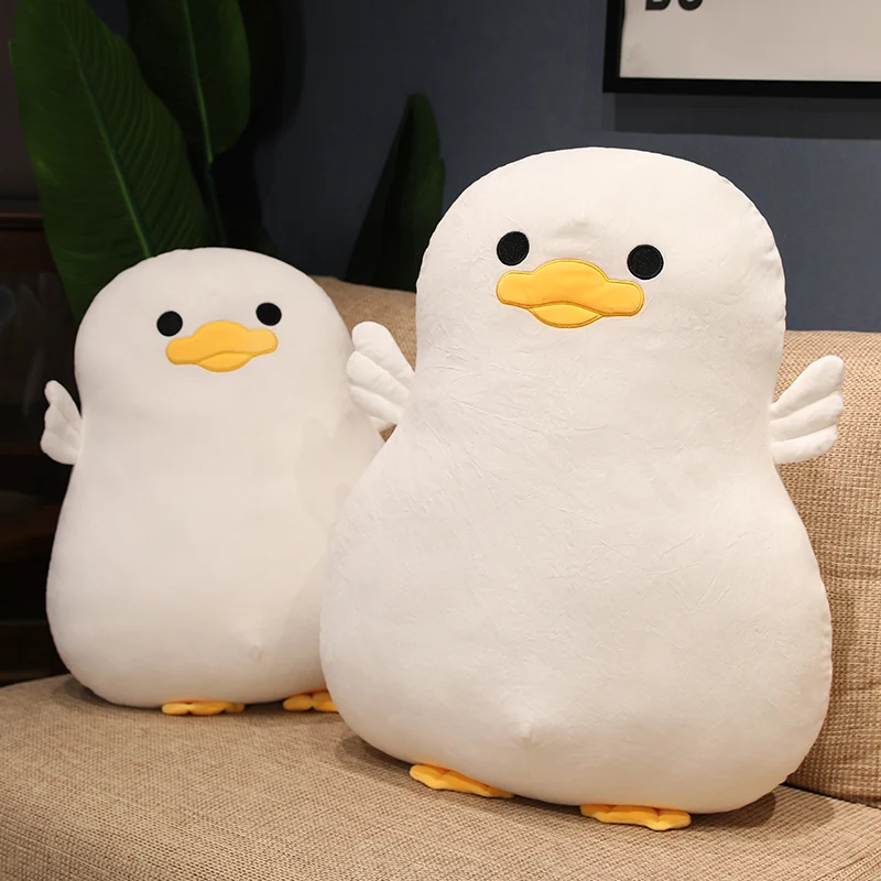 Ins cute plush duck throw pillow soft stuffed animal custom brand huggable cartoon white duck plush toy wholesale