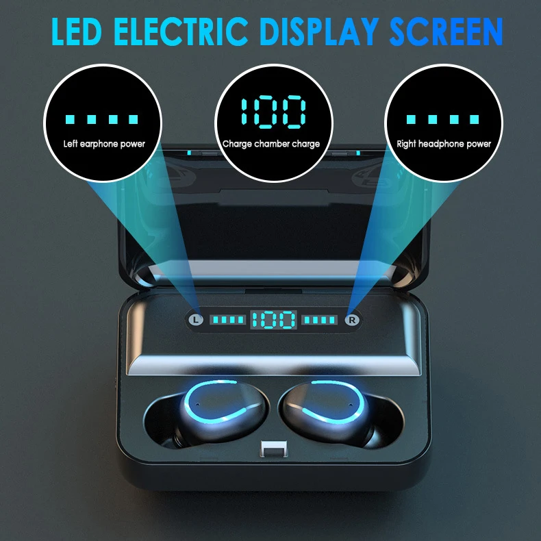 F9-5 TWS BT Earphone Earbuds Digital LED Display Headset Touch Button True Wireless Earphones Sport Stereo Headphones