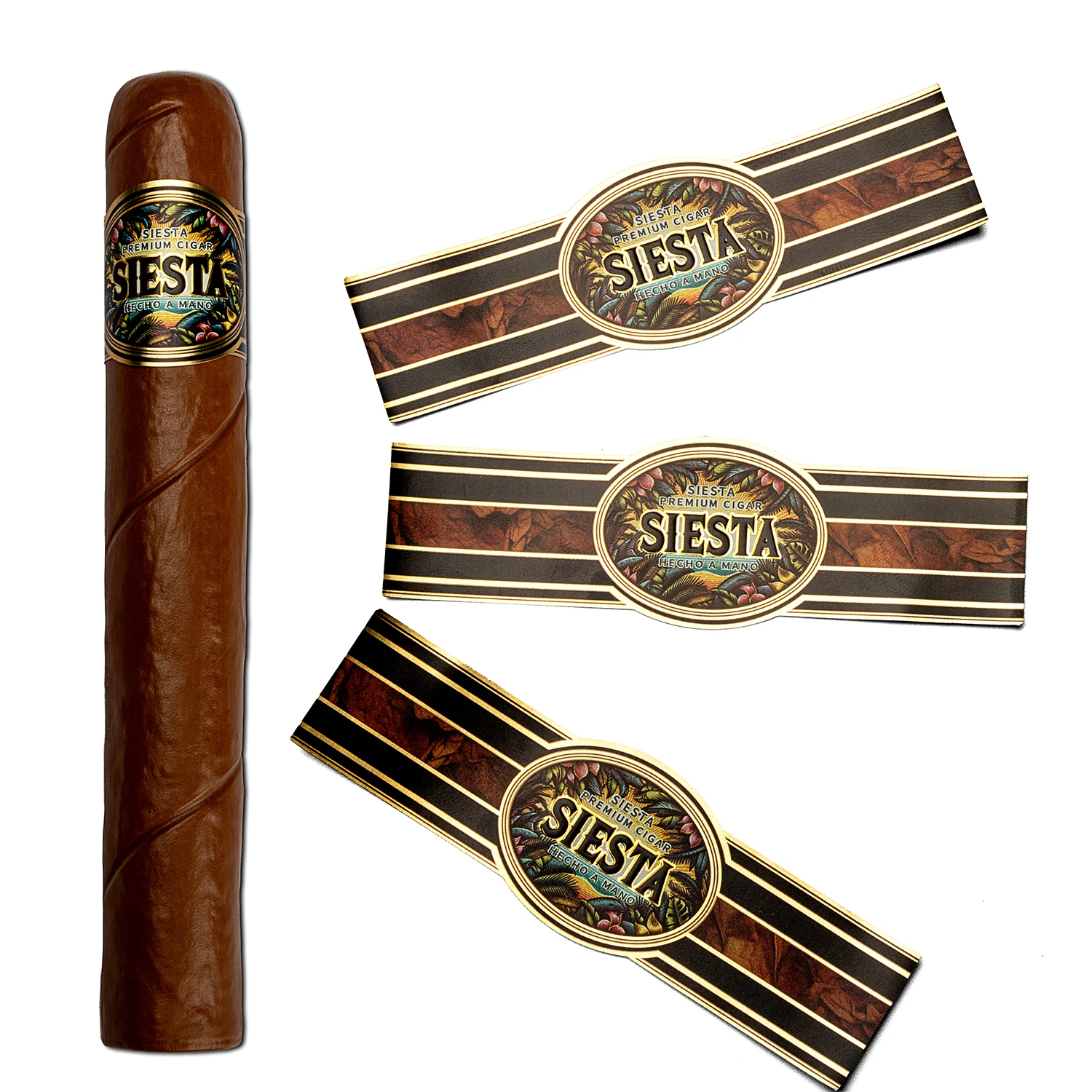 Shenzhen Manufacturer Embossing Cigar Bands Ring Printed Hot Stamped Gold Foil Waterproof Embossed Cigar Label