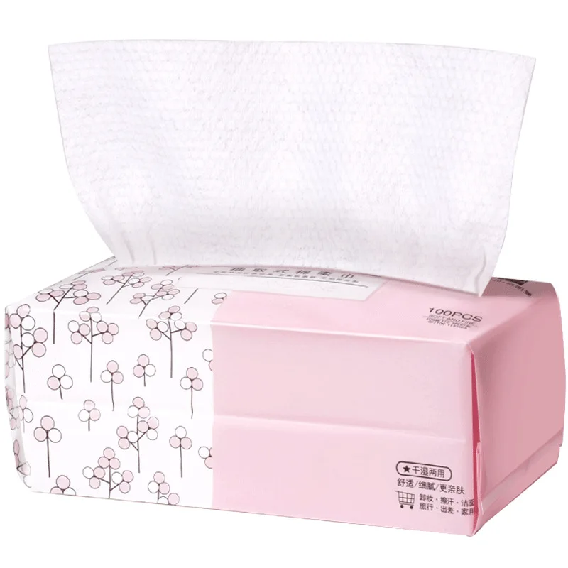 Мягкие одноразовые сухие и влажные салфетки из 100% чистого хлопка с мягким не вызывающим раздражения детским полотенцем для лица