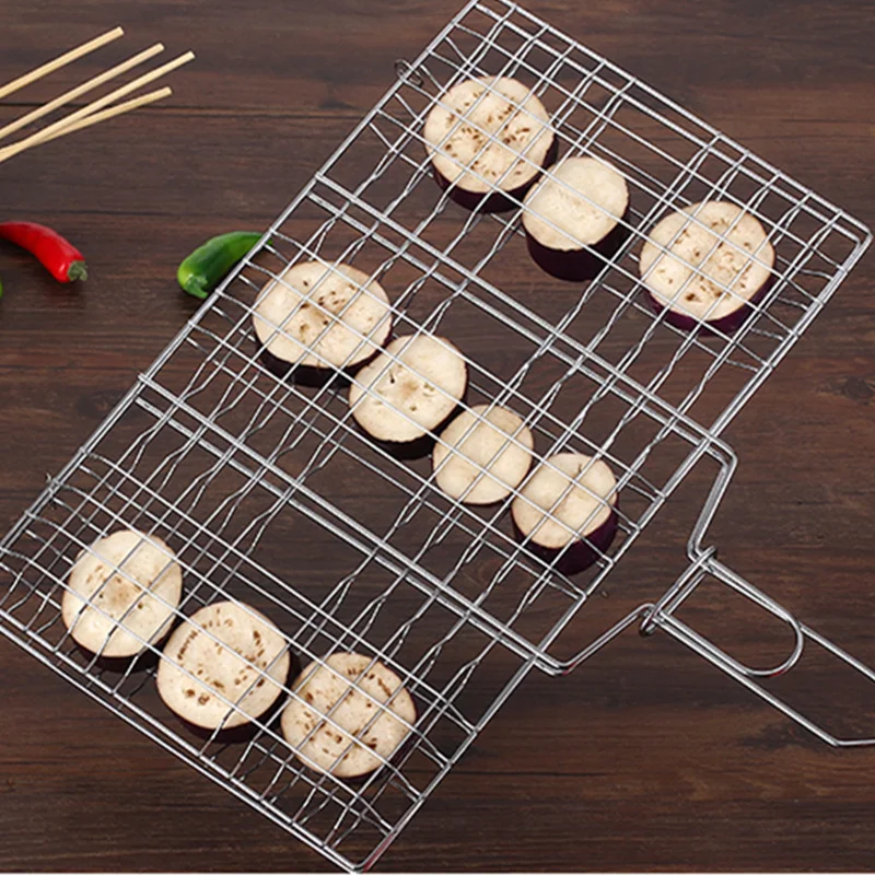 Wholesale 304 Stainless Steel Bbq Grill Basket Barbecue Grilling Basket For Fish Vegetables Steak Shrimp Chops bbq grill basket