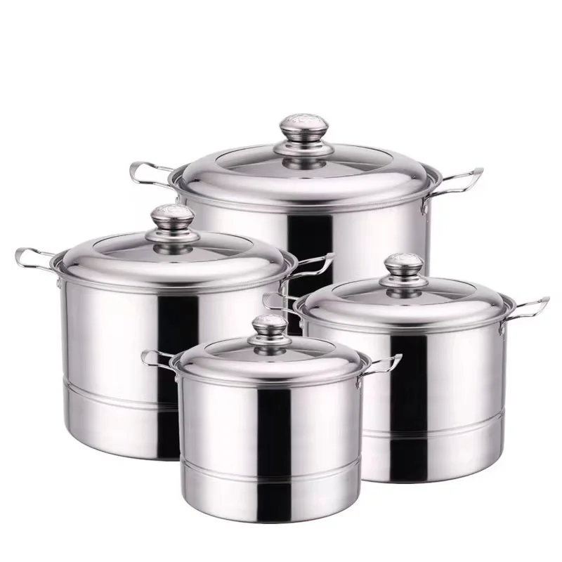 Cooking Casseroles Stainless Steel Soup Pot Set Kitchen Cookware 22cm 24cm 26cm 28cm Soup Milk Cooking Pot Set