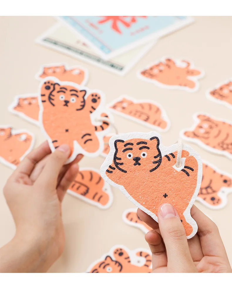 Eco Friendly Compressed Tiger Pattern Cellulose Sponge High absorbent Kitchen Dishwasher Dish sponge