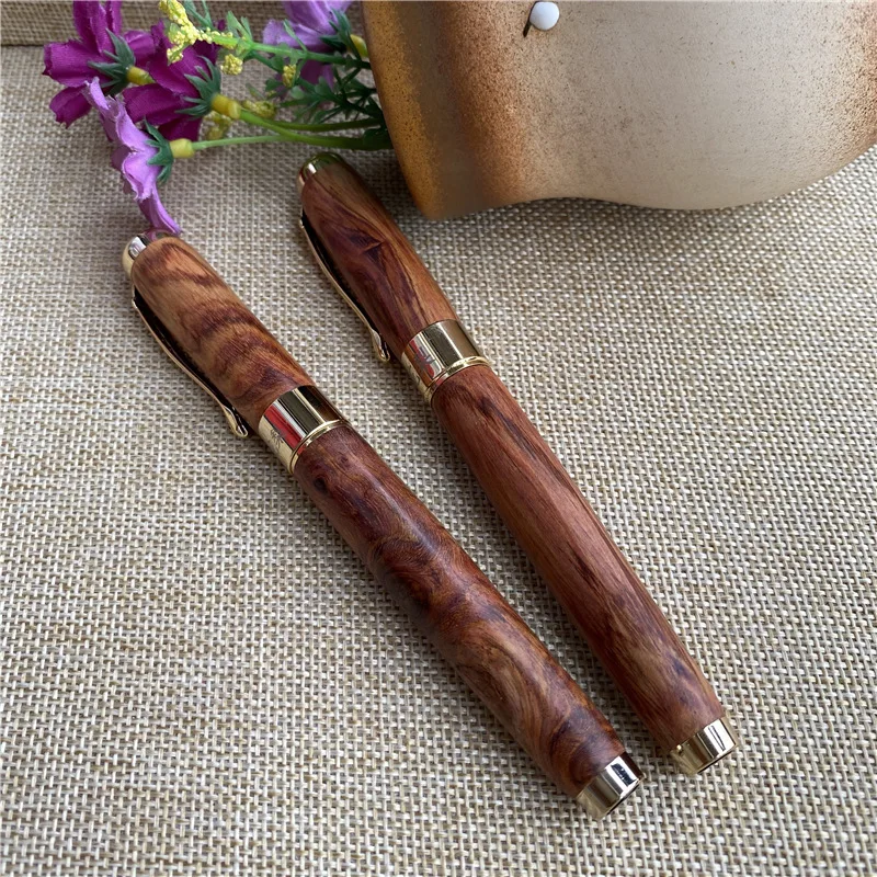 Luxury Antique Finish High Quality Brand Custom Logo Engrave Wooden Fountain Roller Ball Pen