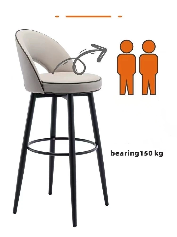 Leather Backrest Bar Stools Metal Frame Counter Height Chair For Kitchen Bar Stool bar Stools For Kitchen