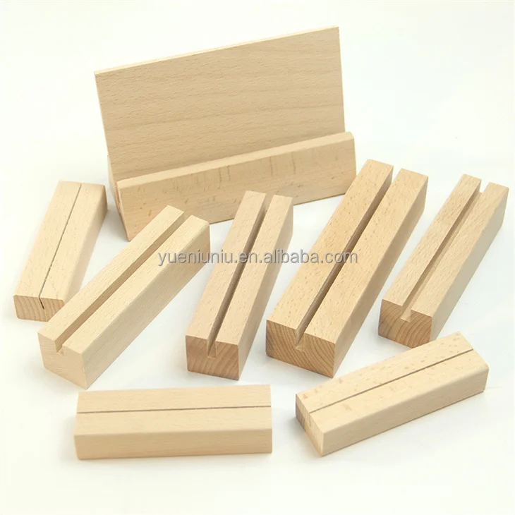 Hot sale square Walnut Wooden Photo Card Base Wedding Pictures Stand Wood Block Holder