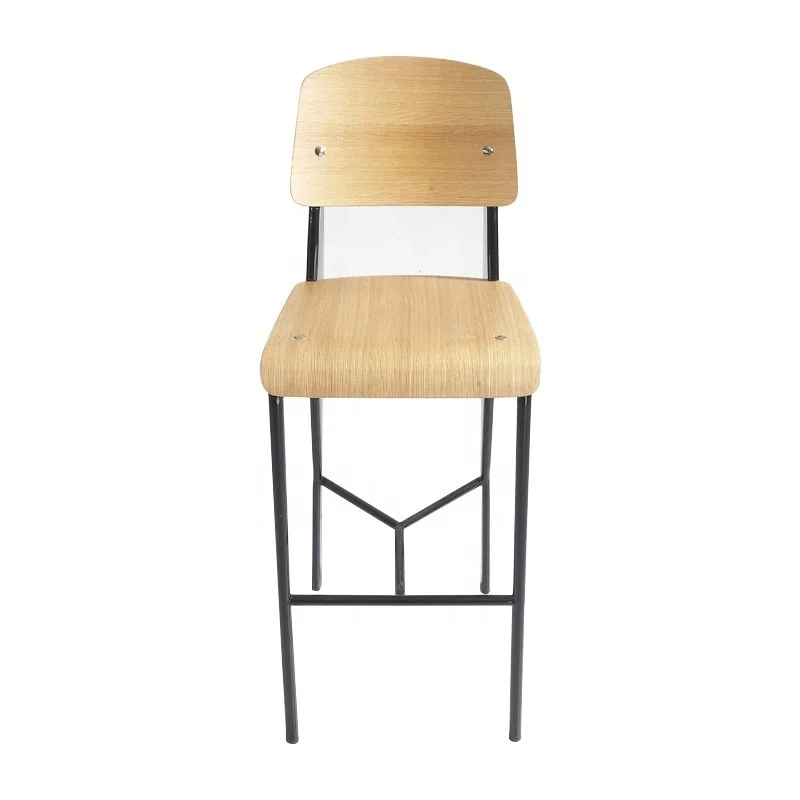 modern plywood back metal frame high bar stool chairs