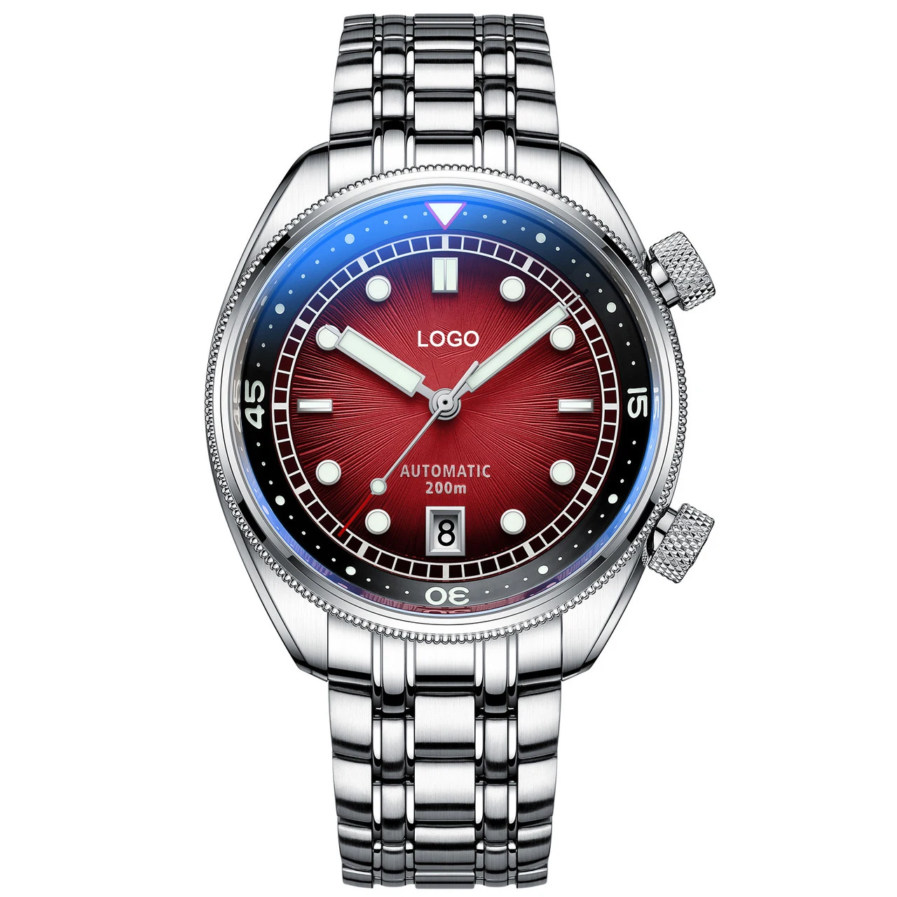 40MM Custom Design Watch, 200M Waterproof Automatic Compressor Dive Watch, powered by NH35A. Bi-directional Rotating Inner Bezel