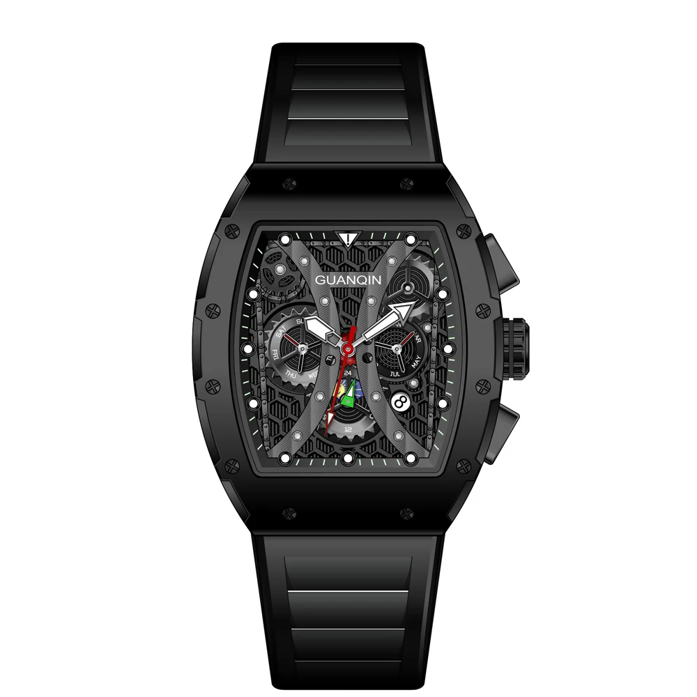 GUANQIN GJ16198 Роскошные Мужские кварцевые наручные часы из нержавеющей стали movt с пользовательским логотипом сапфировые